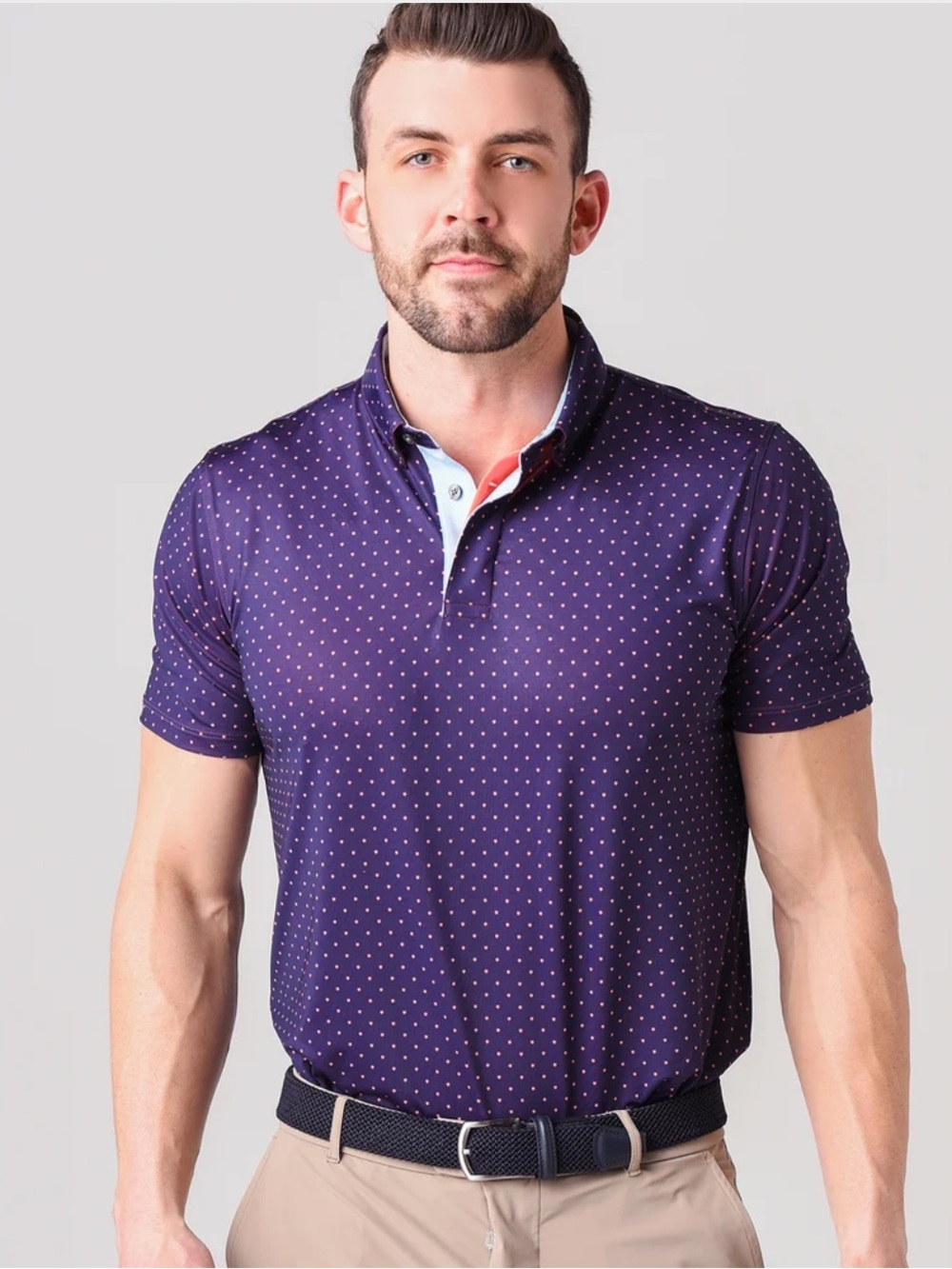 Men’s Greyson Clothiers golf polo purple and pink size small